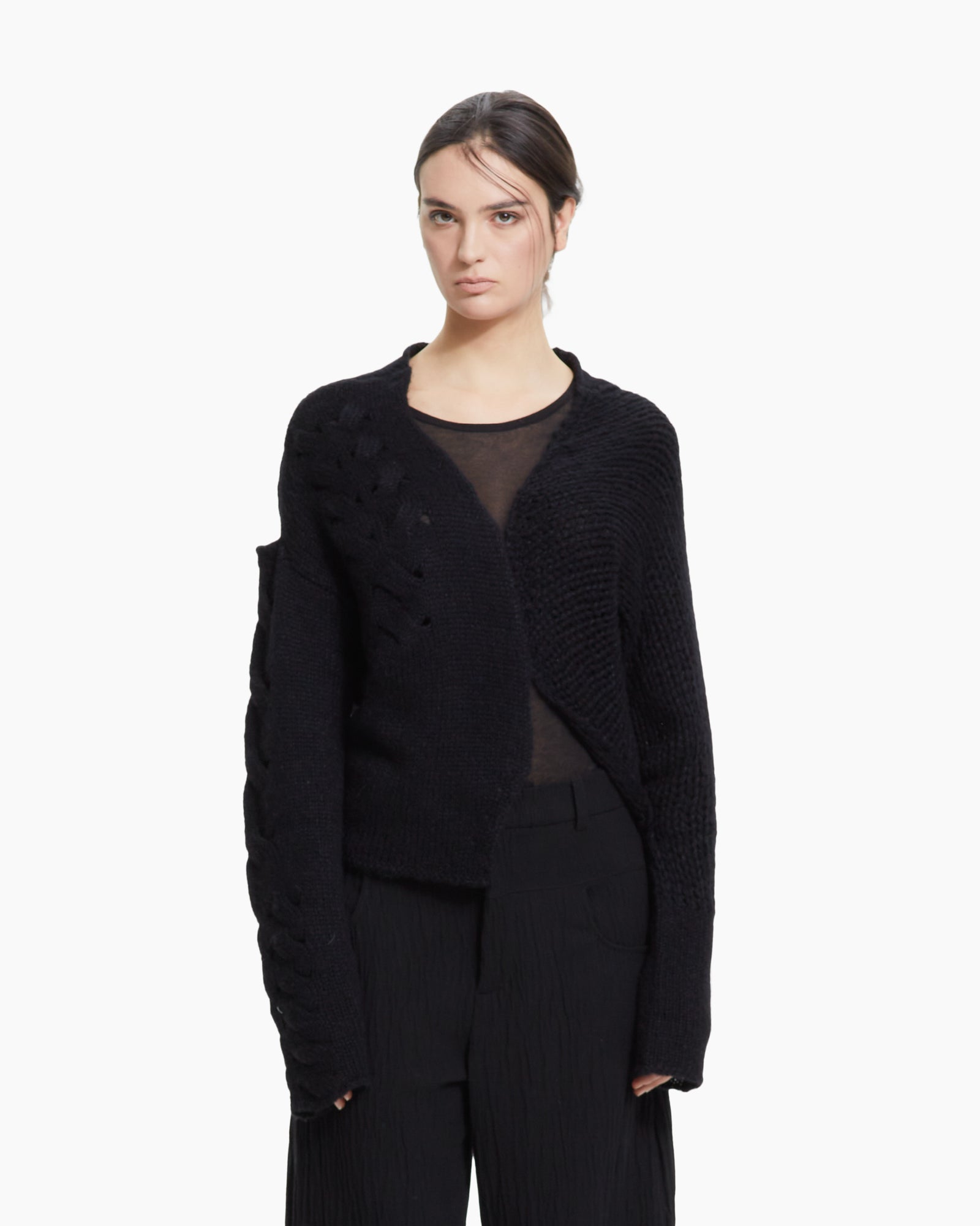 MLO Cardigan in maglia lavorata NERO