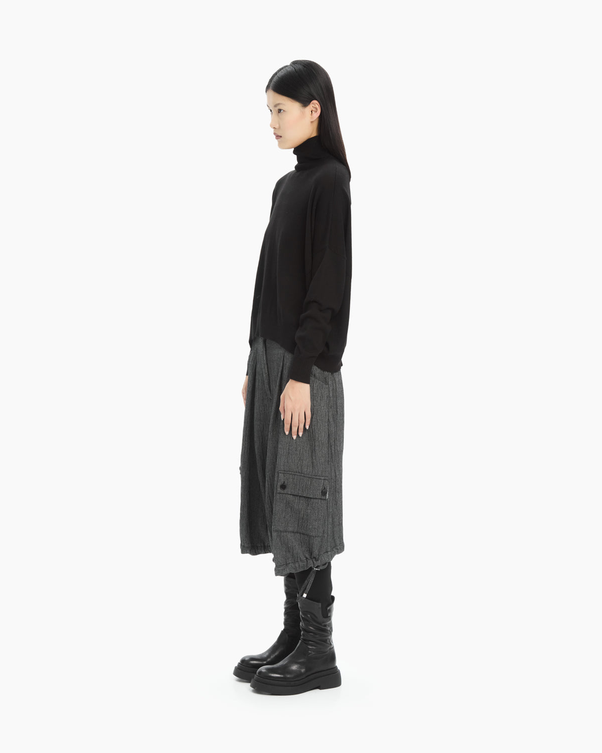 MLO Dolcevita in maglia rasata NERO
