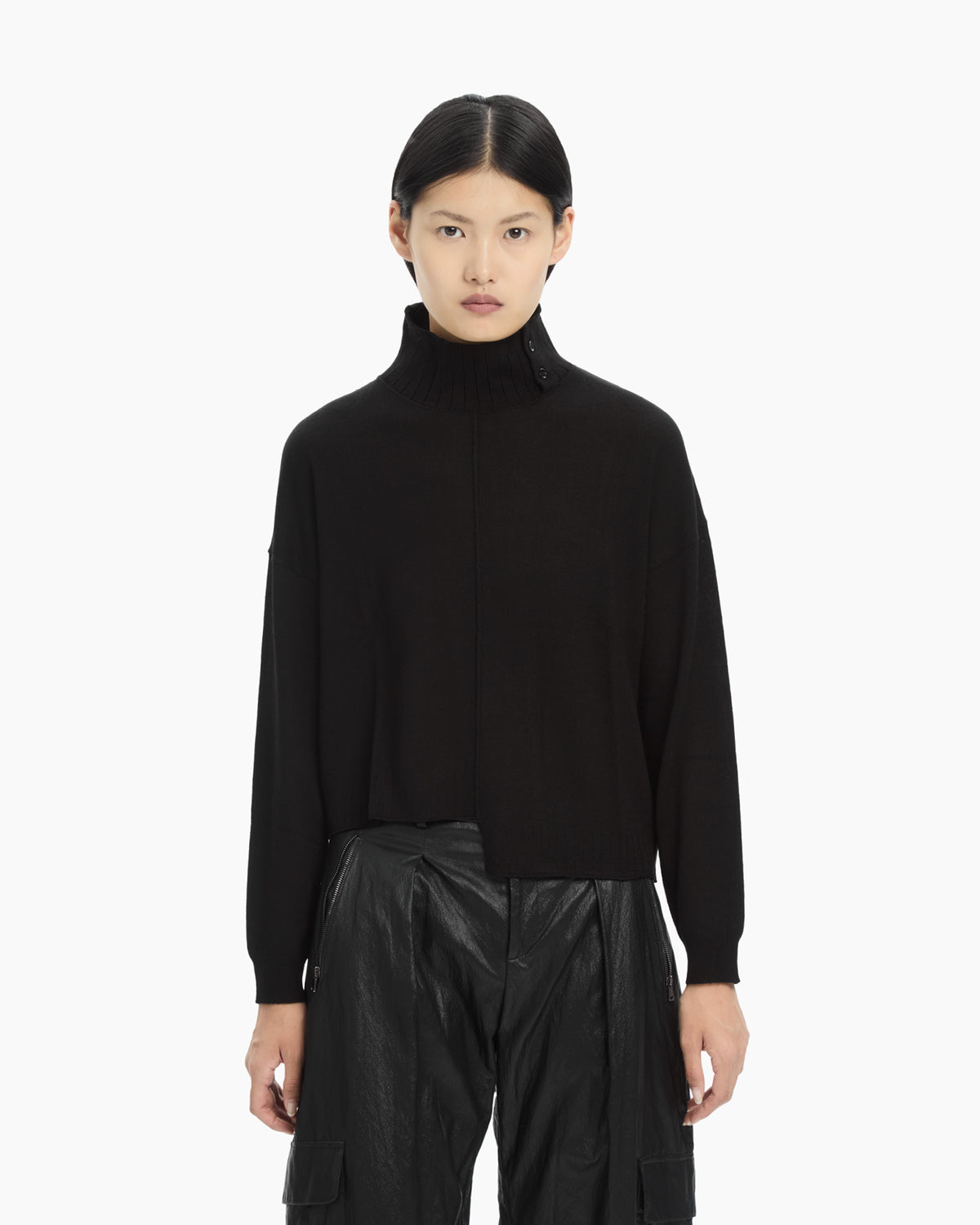 MLO Maglia con collo strutturato NERO
