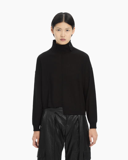 MLO Maglia con collo strutturato NERO