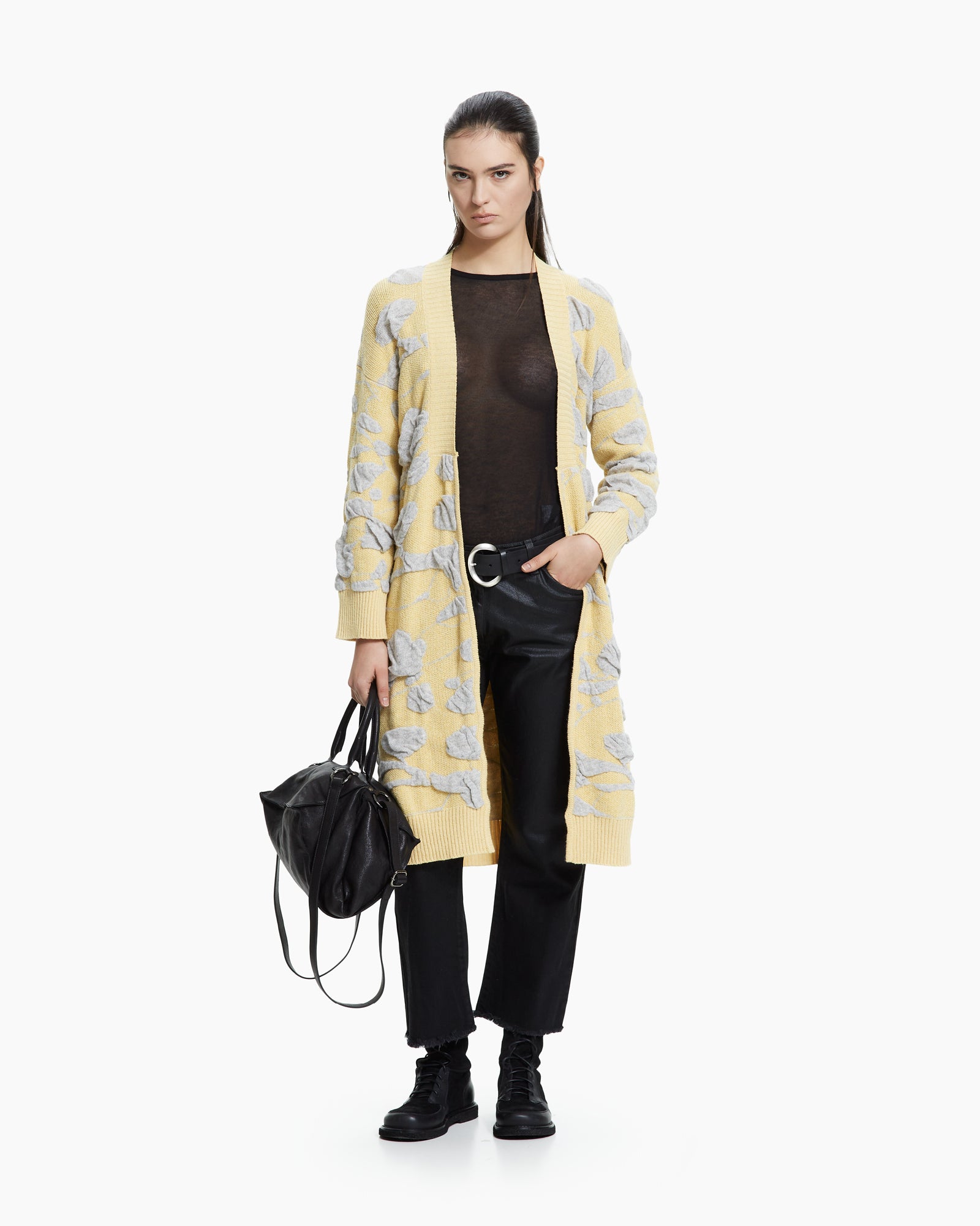 MLO Cardigan jacquard tridimensionale
