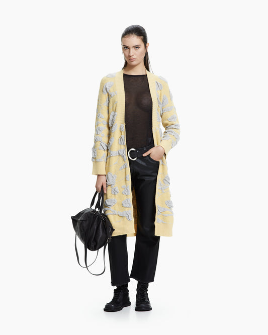 MLO Cardigan jacquard tridimensionale