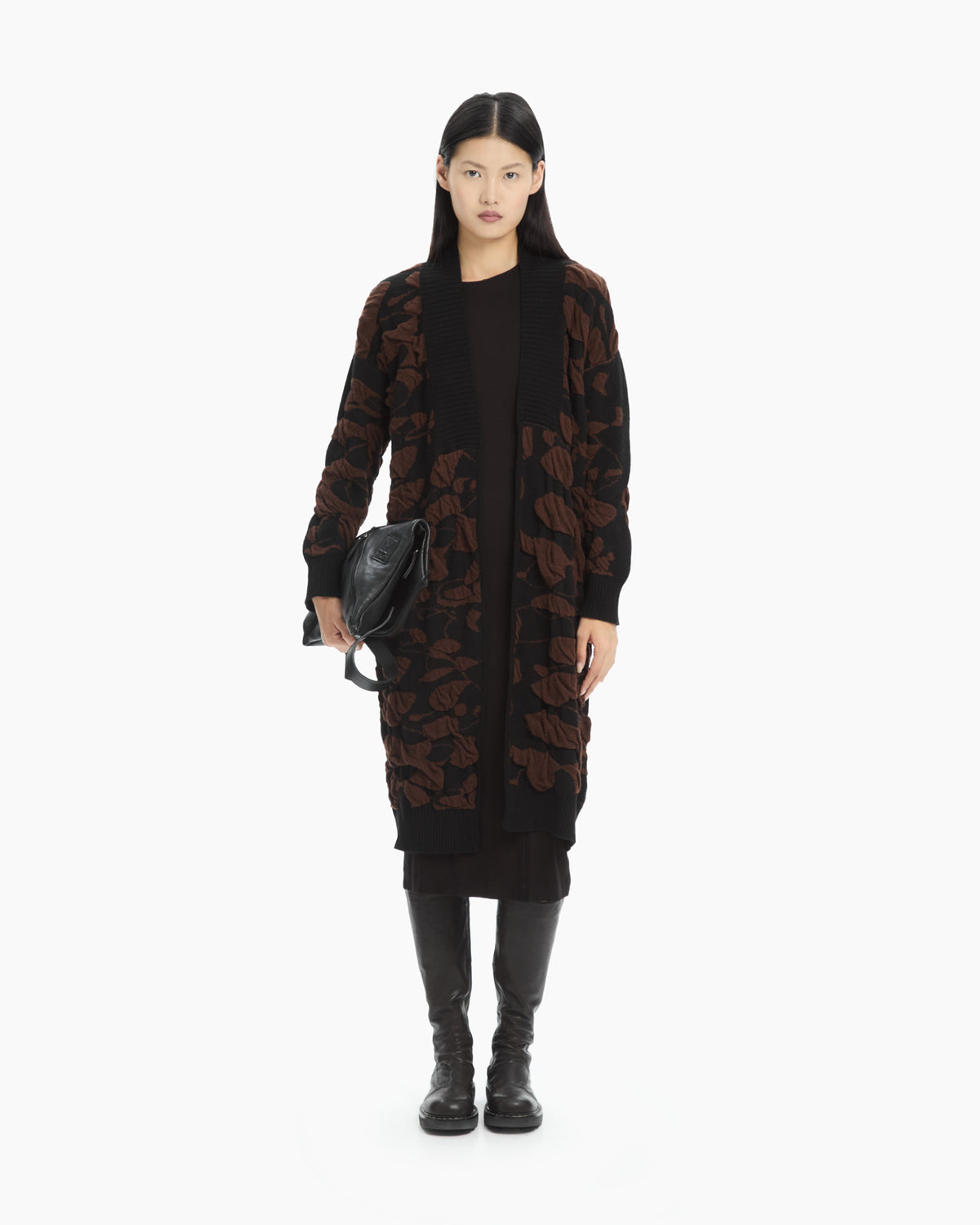 MLO Cardigan jacquard tridimensionale NERO