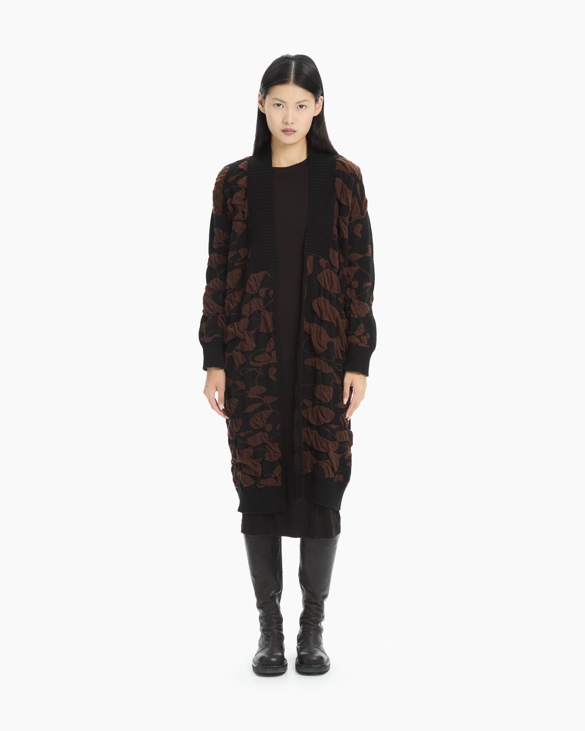 MLO Cardigan jacquard tridimensionale NERO