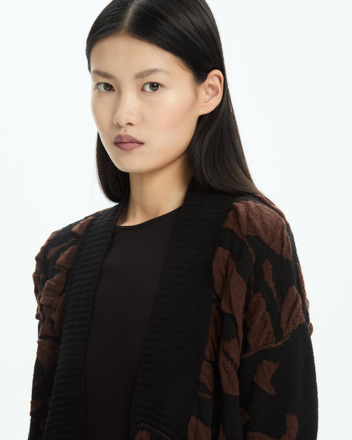 MLO Cardigan jacquard tridimensionale NERO