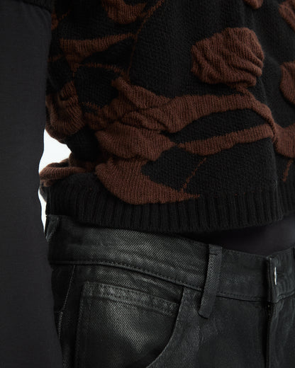 MLO Cardigan jacquard tridimensionale NERO