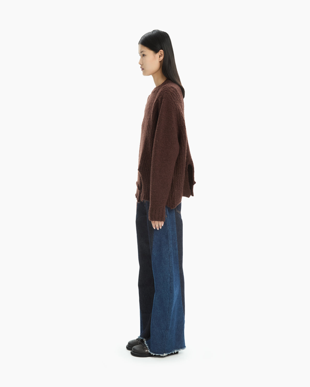 MLO Maglia oversize con spacchi asimmetrici MARRONE