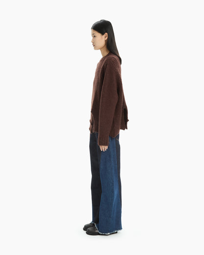 MLO Maglia oversize con spacchi asimmetrici MARRONE