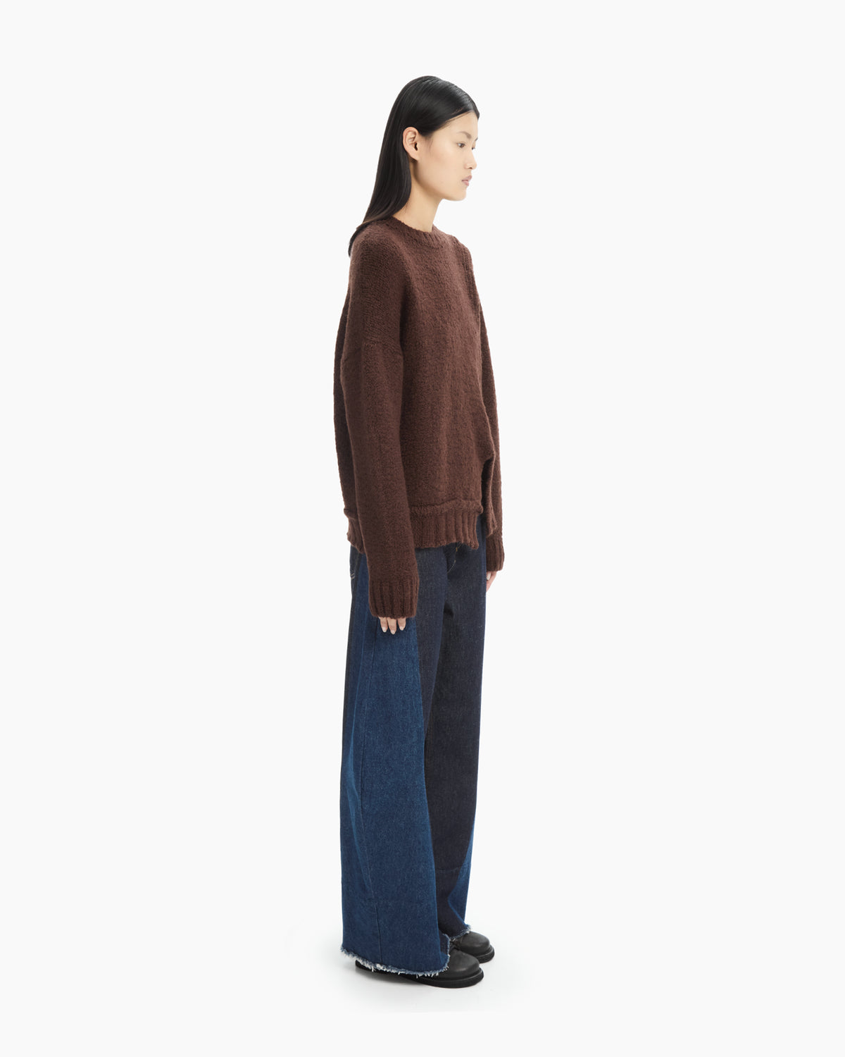 MLO Maglia oversize con spacchi asimmetrici MARRONE
