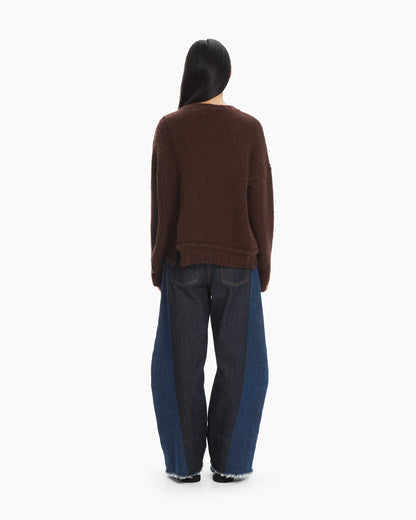 MLO Maglia oversize con spacchi asimmetrici MARRONE