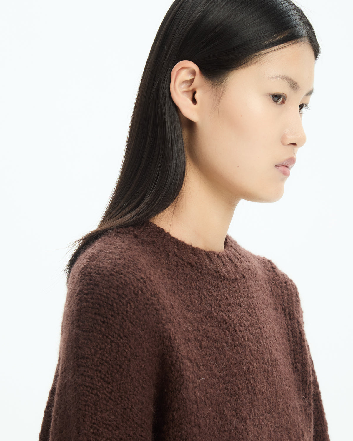 MLO Maglia oversize con spacchi asimmetrici MARRONE