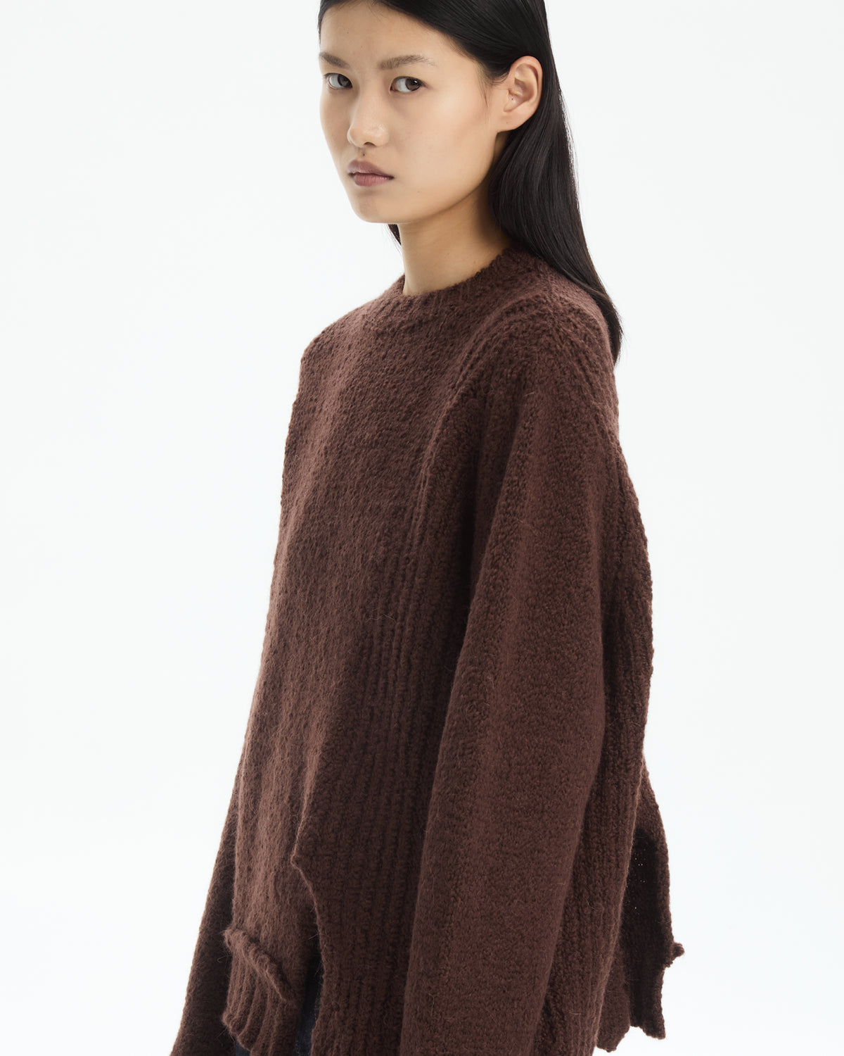 MLO Maglia oversize con spacchi asimmetrici MARRONE