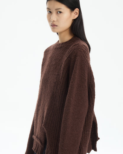MLO Maglia oversize con spacchi asimmetrici MARRONE