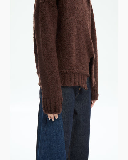 MLO Maglia oversize con spacchi asimmetrici MARRONE