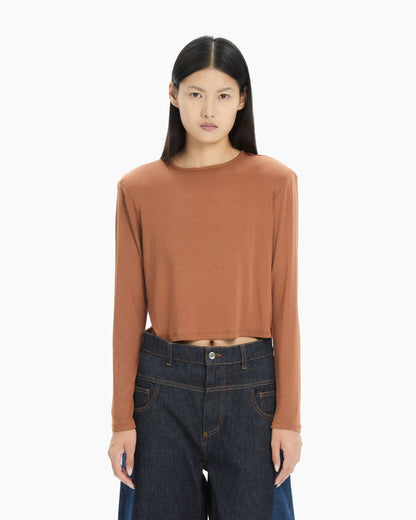 MLO Maglia cropped a maniche lunghe MARRONE