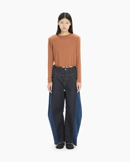 MLO Maglia cropped a maniche lunghe MARRONE
