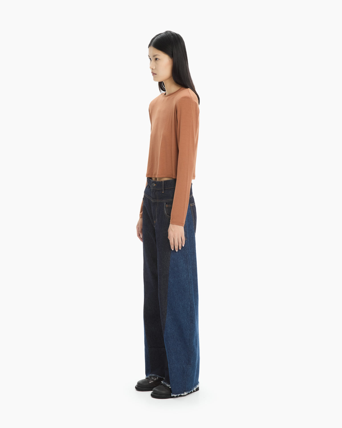 MLO Maglia cropped a maniche lunghe MARRONE