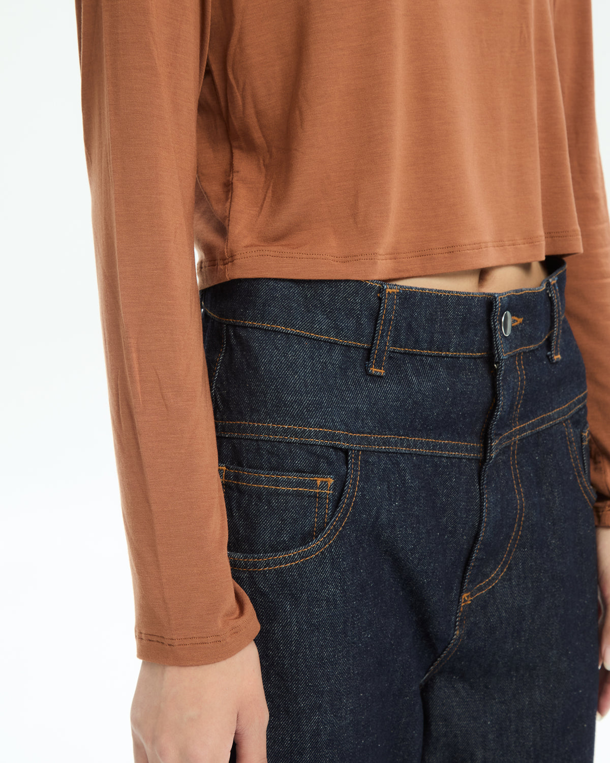 MLO Maglia cropped a maniche lunghe MARRONE