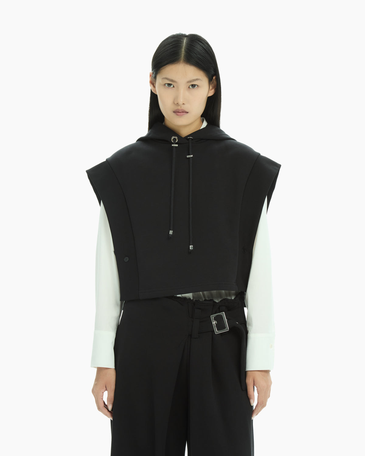 MLO Felpa cropped smanicata  NERO