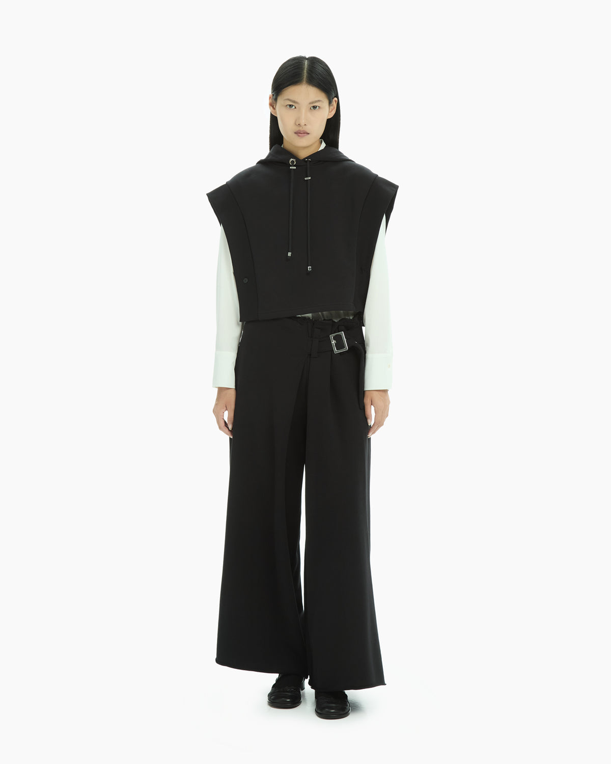 MLO Felpa cropped smanicata  NERO