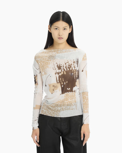 MLO Maglia in tulle con stampa grafica MULTICOLOR