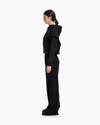 MLO Felpa cropped con cappuccio NERO