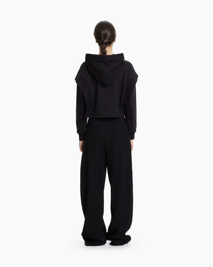 MLO Felpa cropped con cappuccio NERO