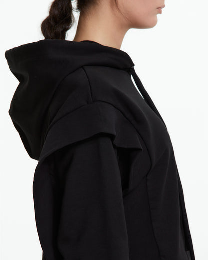 MLO Felpa cropped con cappuccio NERO