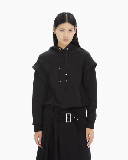 MLO Felpa cropped con cappuccio NERO