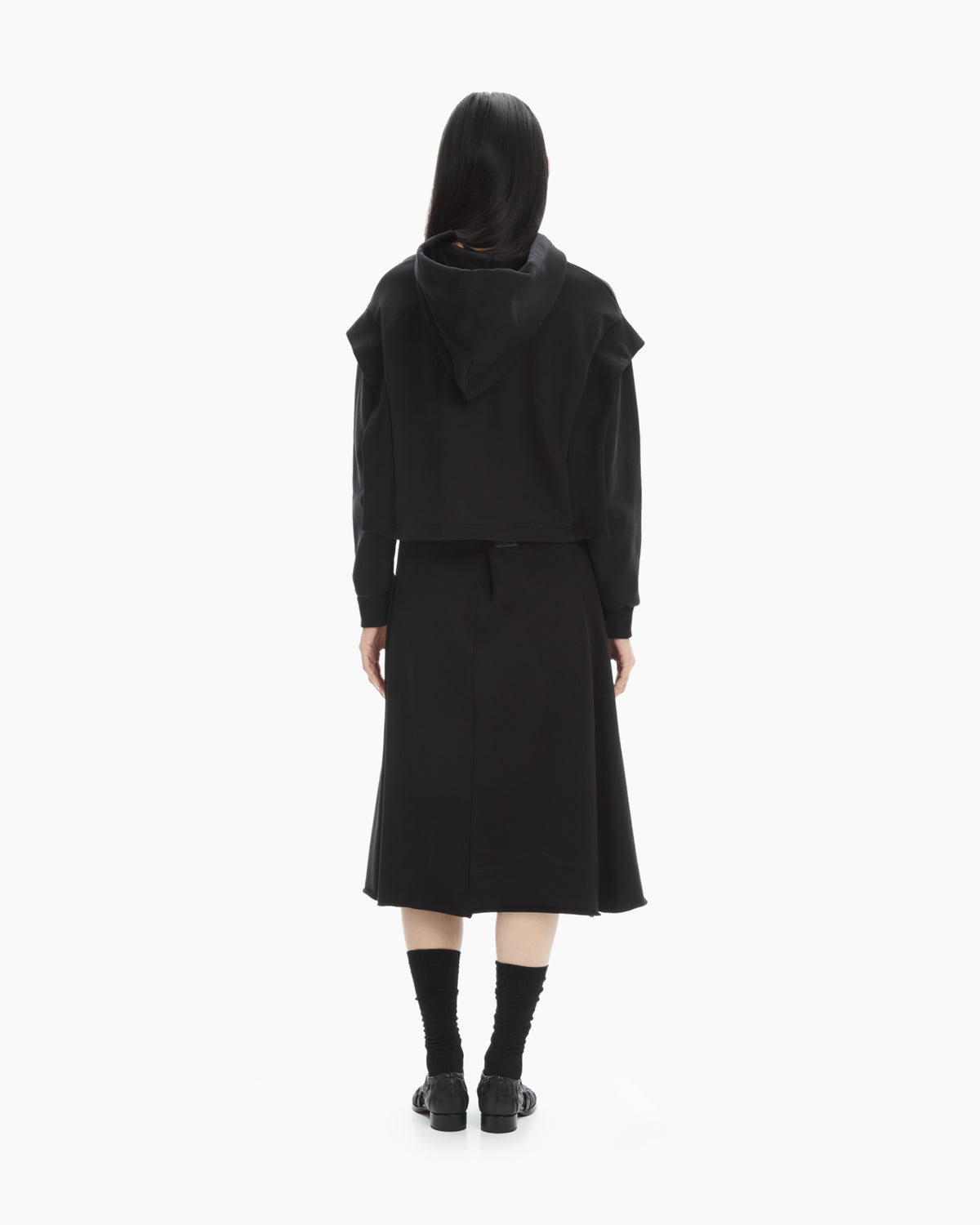MLO Felpa cropped con cappuccio NERO