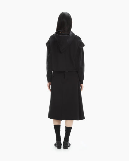 MLO Felpa cropped con cappuccio NERO