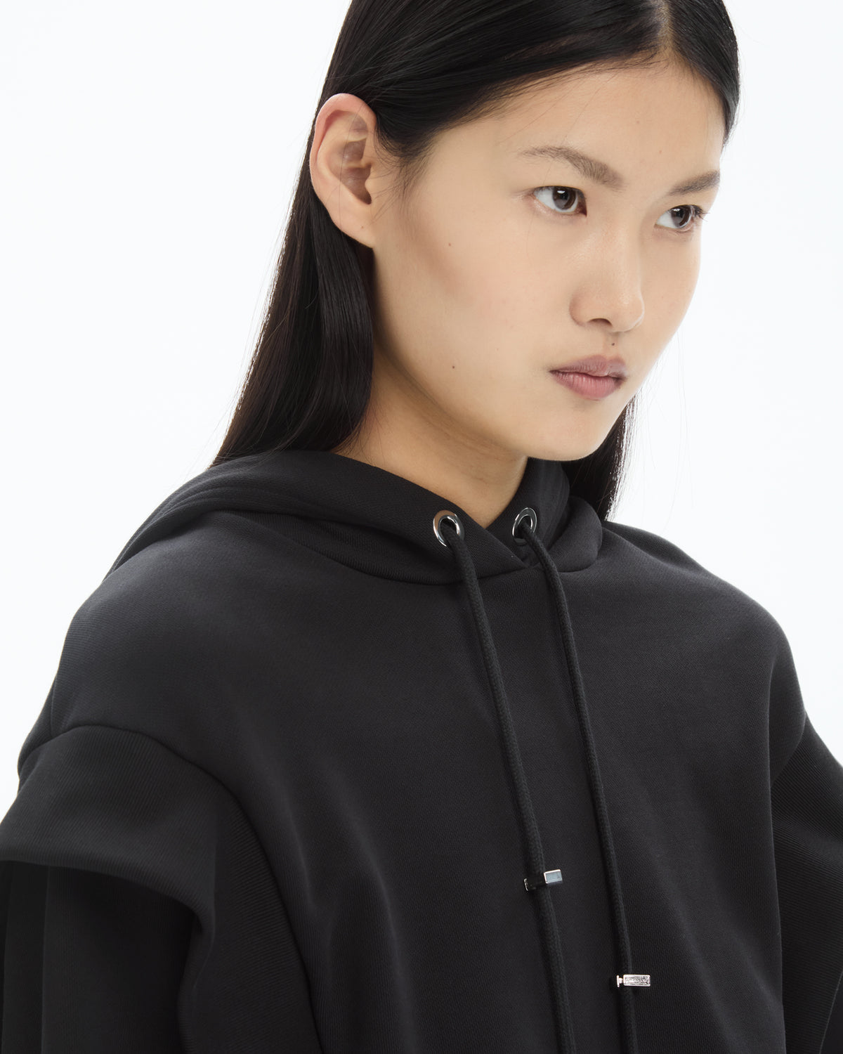 MLO Felpa cropped con cappuccio NERO
