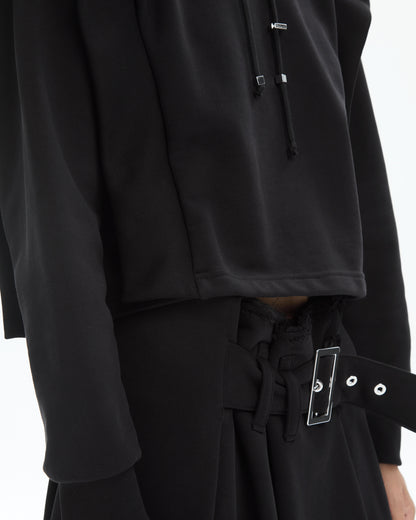MLO Felpa cropped con cappuccio NERO