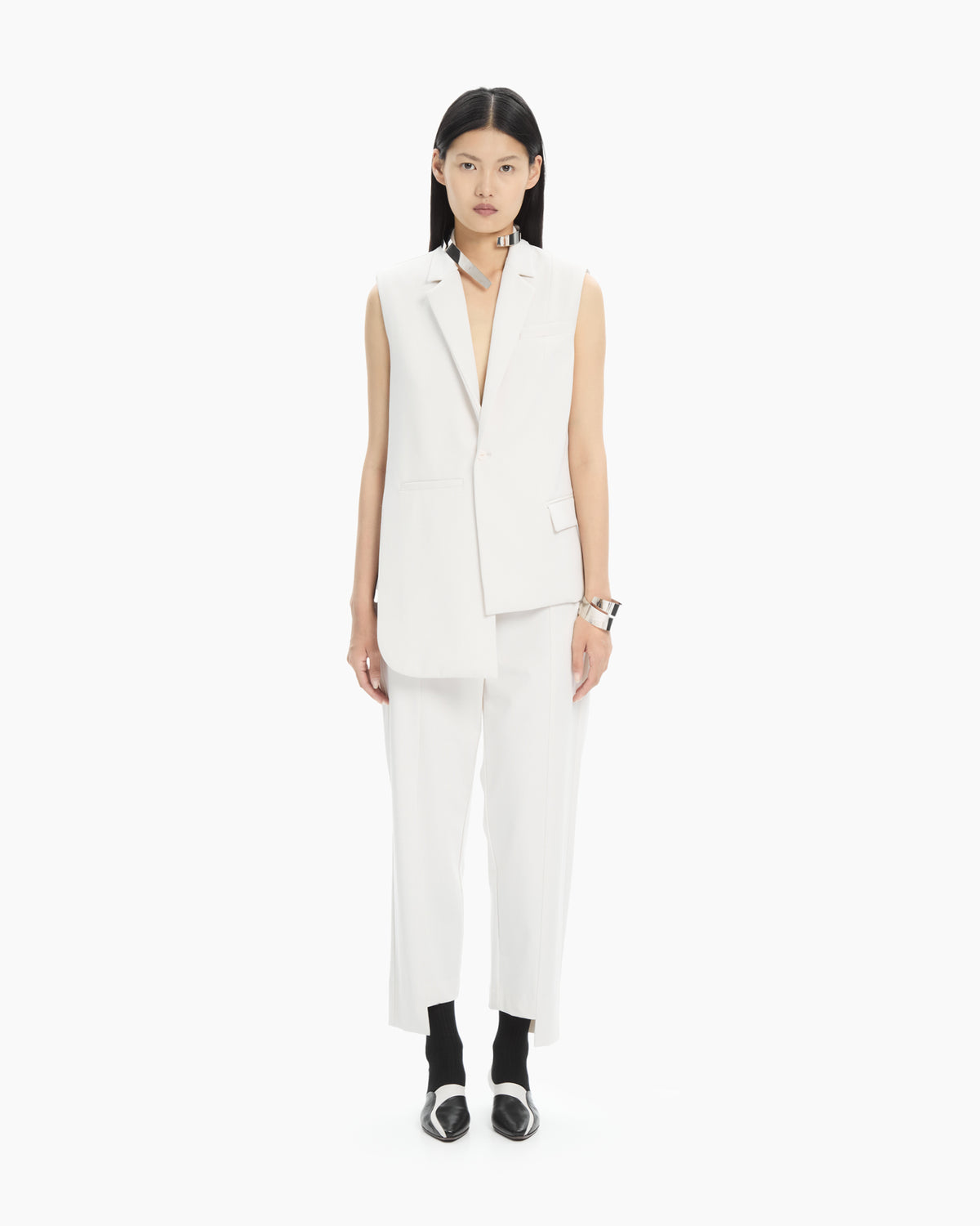MLO Gilet lungo sartoriale BIANCO