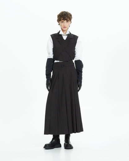MLO Gilet gessato incrociato NERO