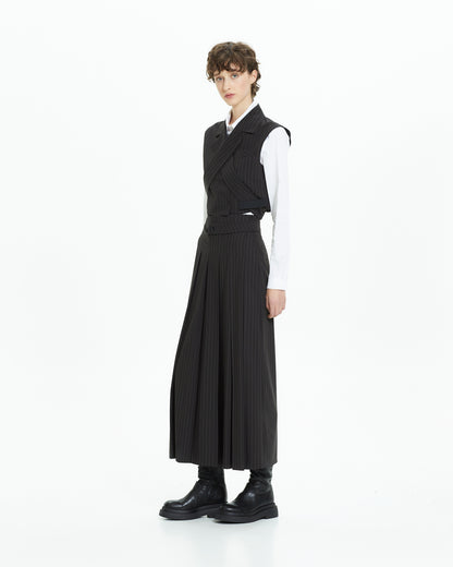 MLO Gilet gessato incrociato NERO