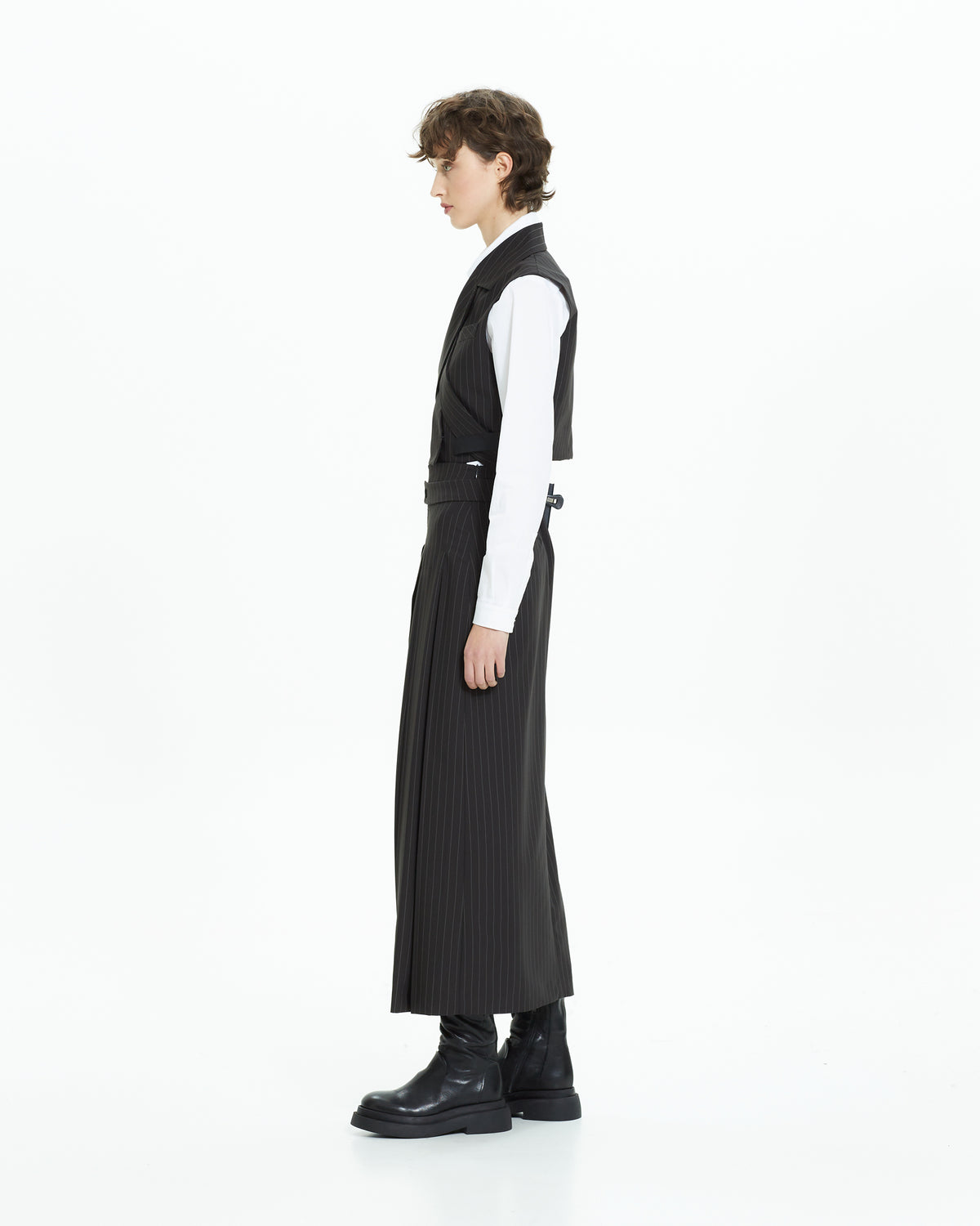 MLO Gilet gessato incrociato NERO