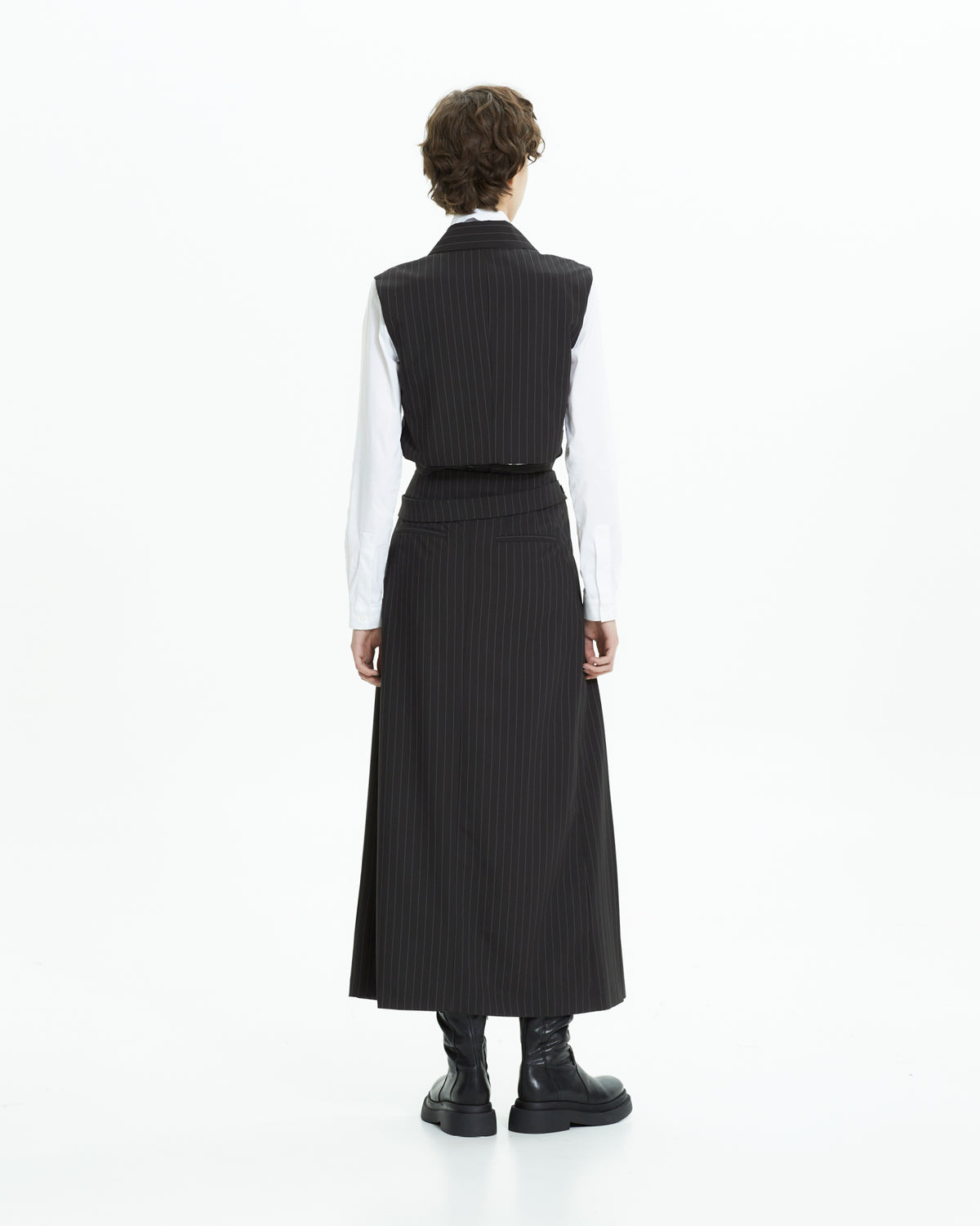 MLO Gilet gessato incrociato NERO