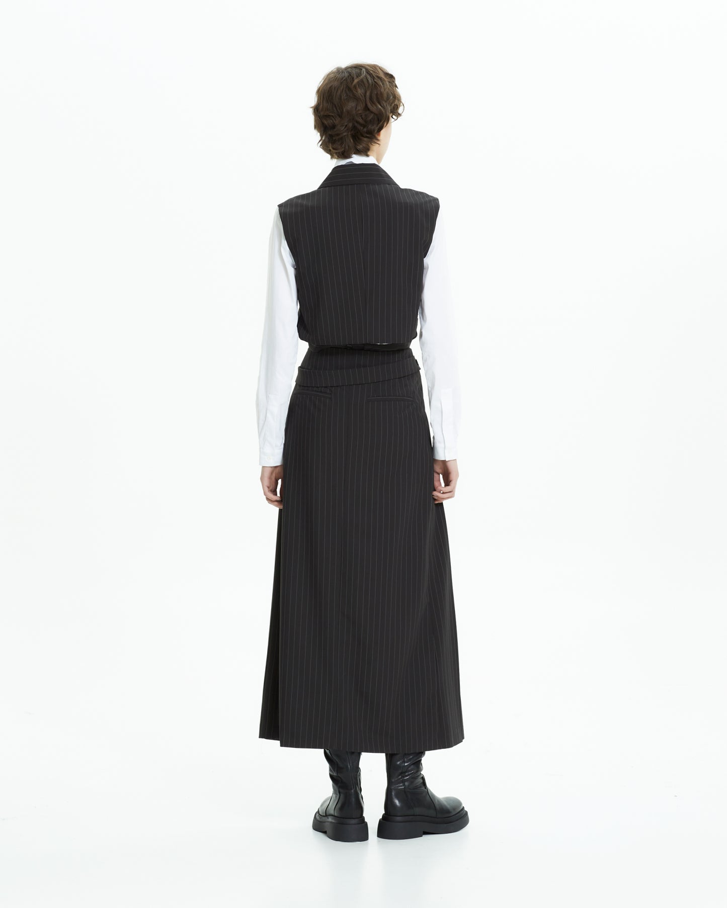 MLO Gilet gessato incrociato NERO