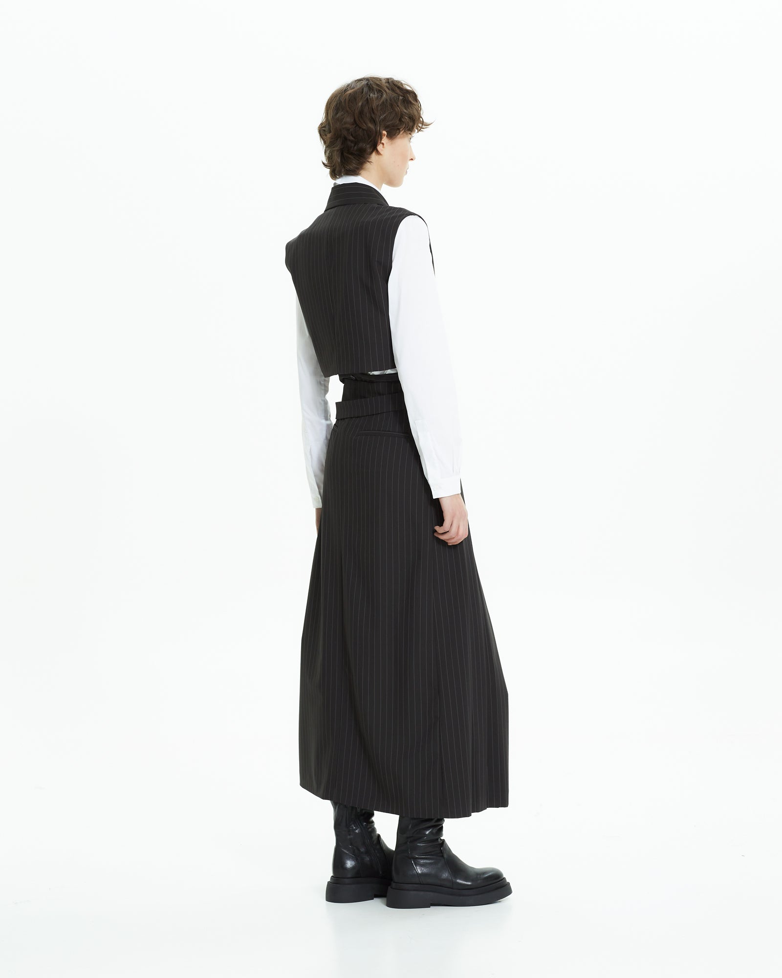 MLO Gilet gessato incrociato NERO