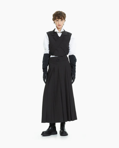MLO Gilet gessato incrociato NERO