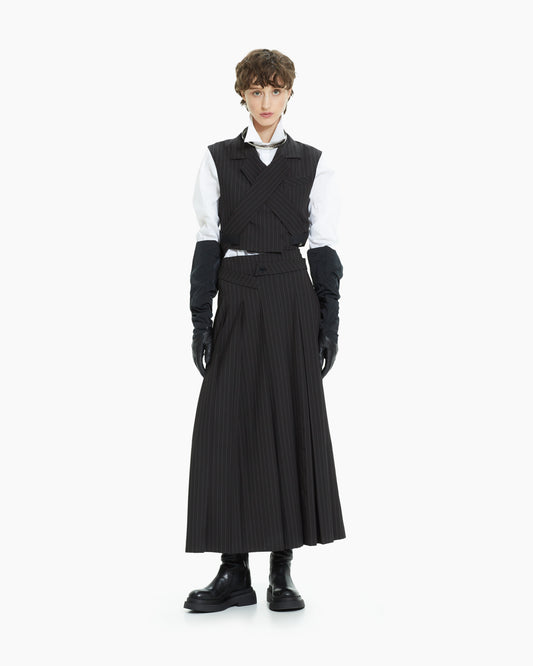 MLO Gilet gessato incrociato NERO