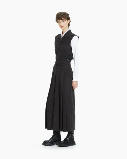 MLO Gilet gessato incrociato NERO