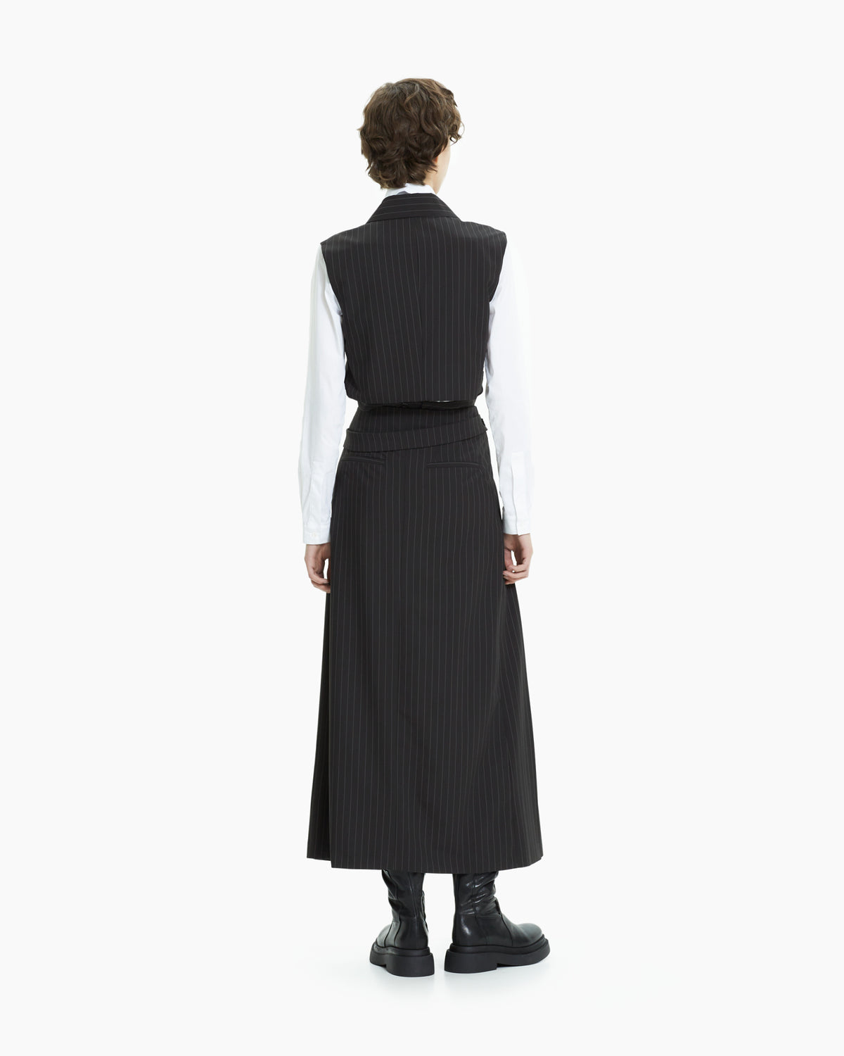 MLO Gilet gessato incrociato NERO