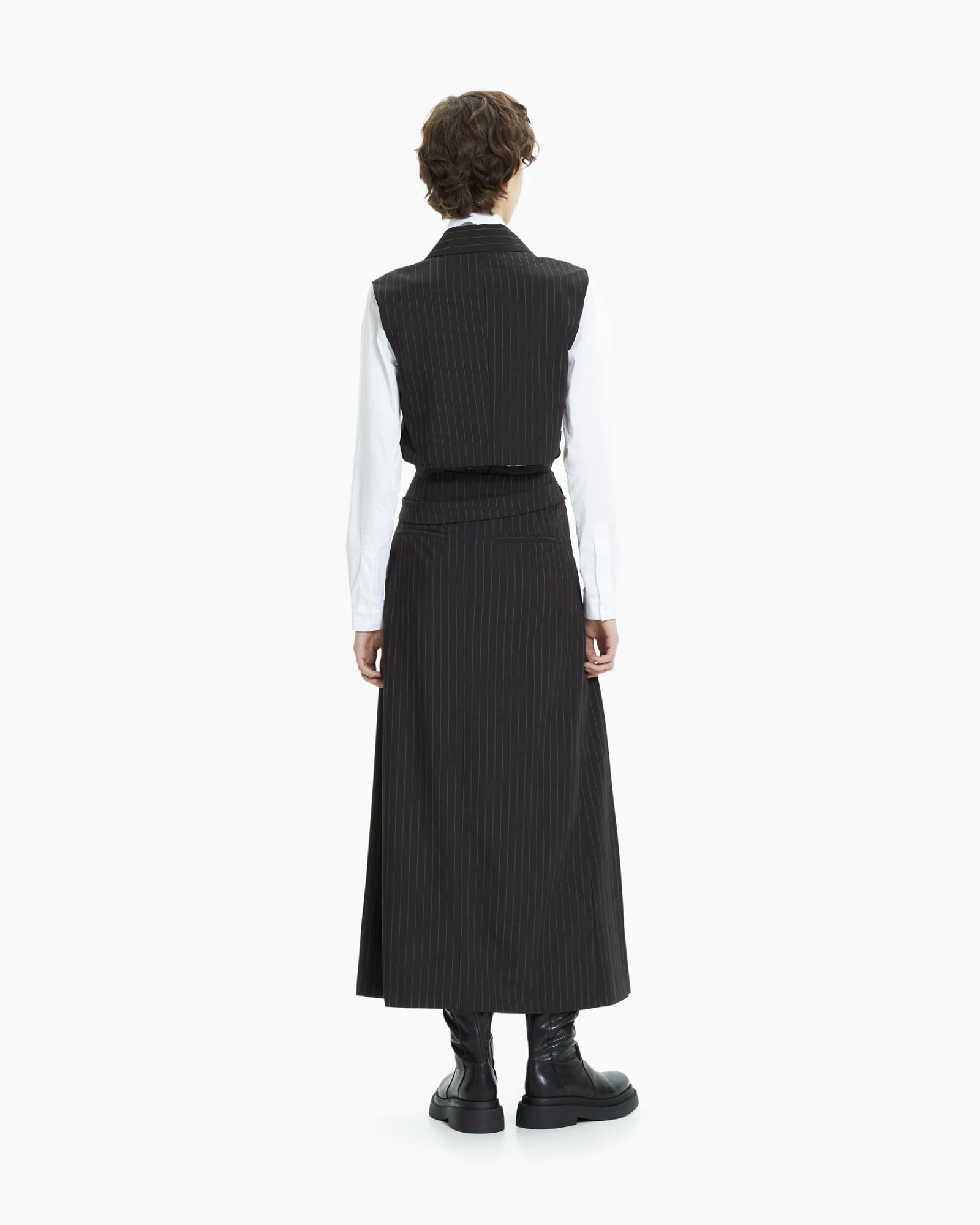 MLO Gilet gessato incrociato NERO