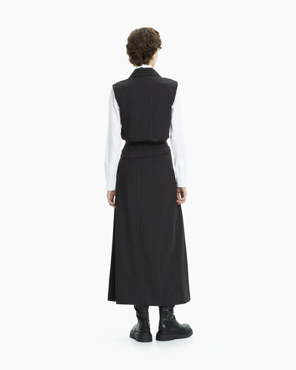 MLO Gilet gessato incrociato NERO