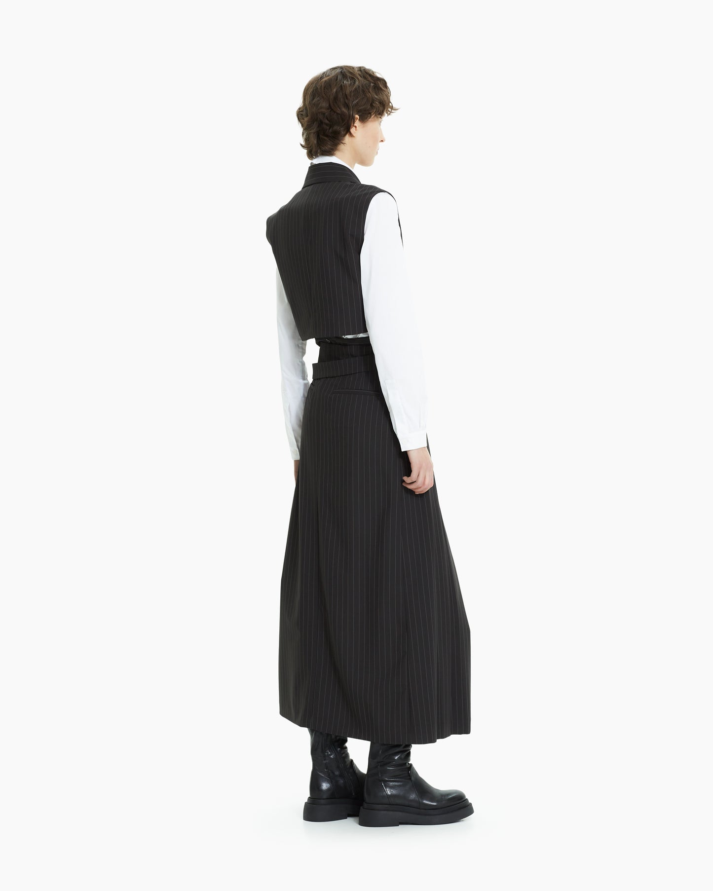 MLO Gilet gessato incrociato NERO