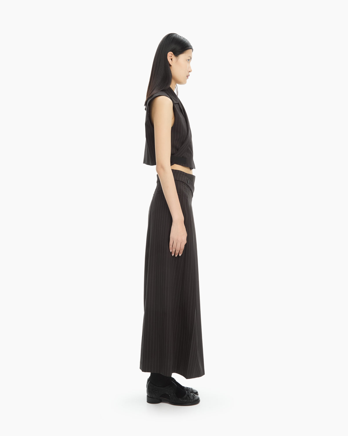 MLO Gilet gessato incrociato NERO