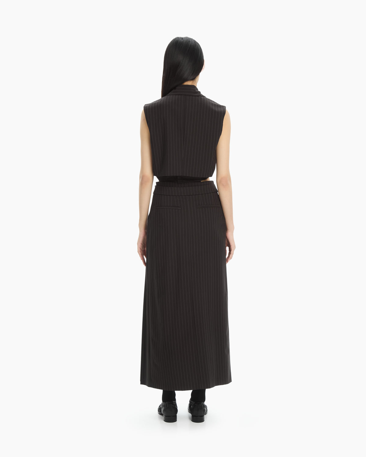 MLO Gilet gessato incrociato NERO