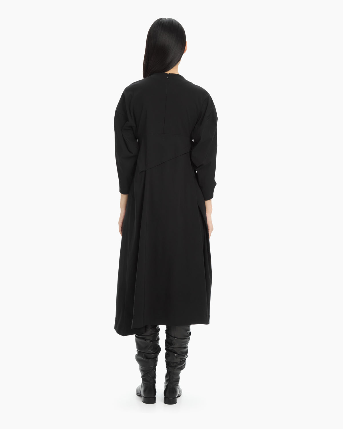 MLO Abito midi con drappeggio laterale NERO